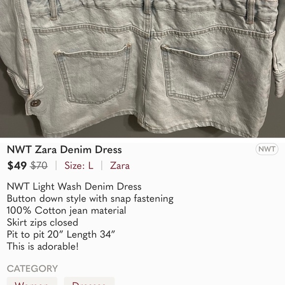 NWT Zara Denim Dress - Picture 4 of 4